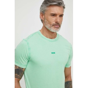 Zielony t-shirt Hugo Boss z krótkim rękawem z bawełny