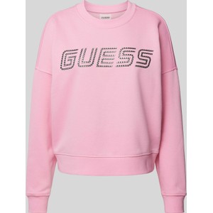 Różowa bluza Guess w młodzieżowym stylu z bawełny