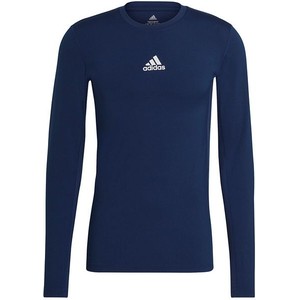 Niebieska koszulka z długim rękawem Adidas z bawełny