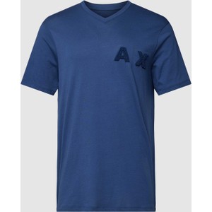 Granatowy t-shirt Armani Exchange z bawełny w stylu casual