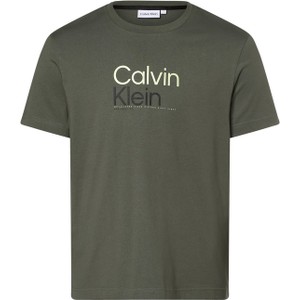 Zielony t-shirt Calvin Klein z nadrukiem z bawełny