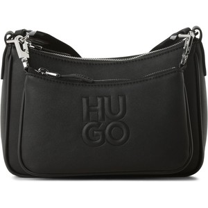 Czarna torebka Hugo Boss w wakacyjnym stylu średnia ze skóry