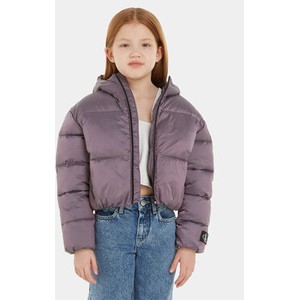 Fioletowa kurtka dziecięca Calvin Klein z jeansu dla dziewczynek