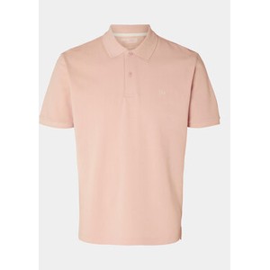 Różowa koszulka polo Selected Homme w stylu casual z krótkim rękawem