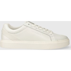 Calvin Klein sneakersy skórzane LOW TOP LACE UP ARCHIVE STRIPE kolor biały HM0HM01292