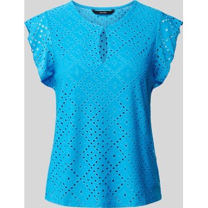Niebieska bluzka Vero Moda z okrągłym dekoltem w stylu casual