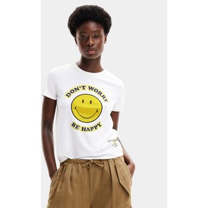 T-shirt Desigual z okrągłym dekoltem w młodzieżowym stylu