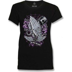 Czarny t-shirt Metal-shop z krótkim rękawem z bawełny z okrągłym dekoltem