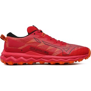 Czerwone buty sportowe Mizuno z płaską podeszwą sznurowane