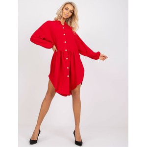 Czerwona sukienka 5.10.15 mini w stylu casual z kołnierzykiem