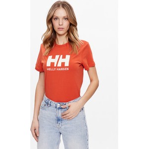 Czerwony t-shirt Helly Hansen z okrągłym dekoltem z krótkim rękawem