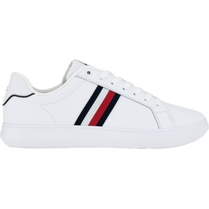 Buty Tommy Hilfiger Corporate Leather Cup Stripes FM0FM04732-YBS - białe