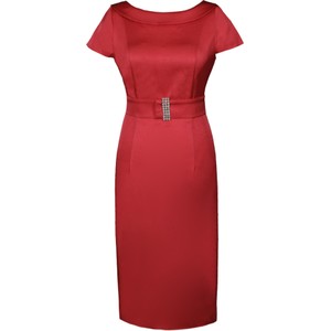 Czerwona sukienka Fokus ołówkowa z krótkim rękawem