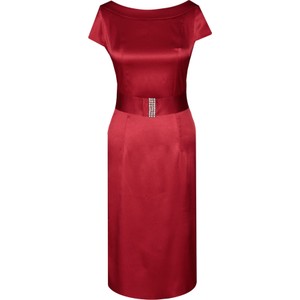 Czerwona sukienka Fokus z krótkim rękawem z szyfonu