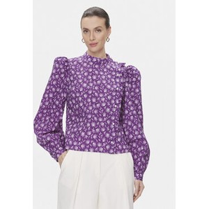 Fioletowa bluzka Custommade z długim rękawem w stylu casual