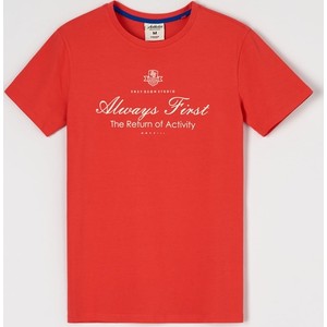 Czerwony t-shirt Sinsay z krótkim rękawem