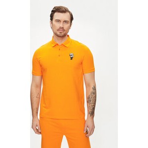Pomarańczowa koszulka polo Karl Lagerfeld z krótkim rękawem w stylu casual