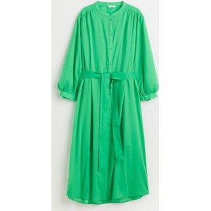Zielona sukienka H & M midi szmizjerka