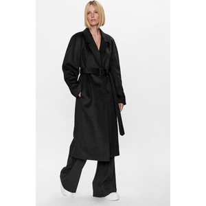 Czarny płaszcz Calvin Klein z wełny