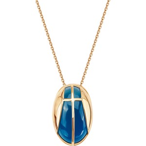 Skarabeusz - Biżuteria Yes Naszyjnik złoty z niebieskim agatem - Skarabeusz