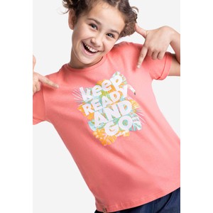 Różowa bluzka dziecięca Volcano dla dziewczynek z krótkim rękawem