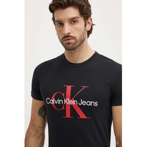 Czarny t-shirt Calvin Klein z bawełny z nadrukiem w młodzieżowym stylu