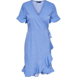 Niebieska sukienka Only z dekoltem w kształcie litery v w stylu casual kopertowa