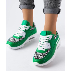 Zielone buty sportowe Gemre sznurowane z płaską podeszwą