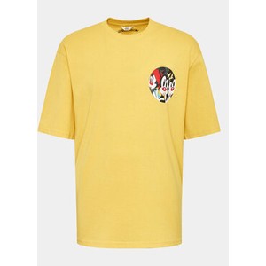 Żółty t-shirt Redefined Rebel z krótkim rękawem z nadrukiem w młodzieżowym stylu