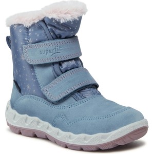 Niebieskie buty dziecięce zimowe Superfit na rzepy dla dziewczynek