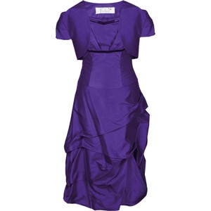 Fioletowa sukienka Fokus z krótkim rękawem z okrągłym dekoltem