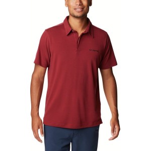 Czerwona koszulka polo Columbia w stylu casual z krótkim rękawem