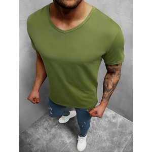 Zielony t-shirt Ozonee z krótkim rękawem w stylu casual