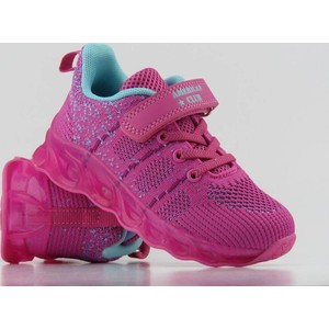 Różowe buty sportowe dziecięce American Club na rzepy dla dziewczynek z tkaniny