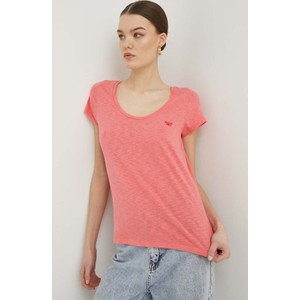 Różowy t-shirt Superdry z bawełny