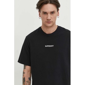 Czarny t-shirt Superdry z krótkim rękawem z bawełny
