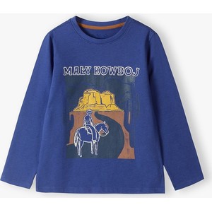 Granatowa koszulka dziecięca 5.10.15. z bawełny dla chłopców z długim rękawem