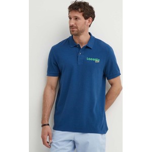 Niebieski t-shirt Lacoste w stylu casual z bawełny