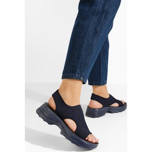 Granatowe sandały Zapatos w stylu casual z płaską podeszwą