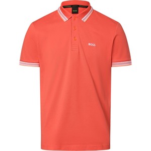 Pomarańczowa koszulka polo Hugo Boss w stylu casual z krótkim rękawem z bawełny