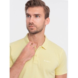 Żółta koszulka polo Ombre z bawełny z krótkim rękawem