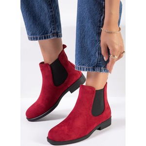 Czerwone botki Zapatos z płaską podeszwą w stylu casual