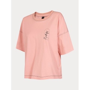 Różowy t-shirt Outhorn z okrągłym dekoltem