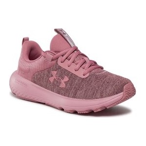 Różowe buty sportowe Under Armour w sportowym stylu sznurowane z płaską podeszwą