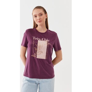 Fioletowy t-shirt Only z okrągłym dekoltem z krótkim rękawem w młodzieżowym stylu