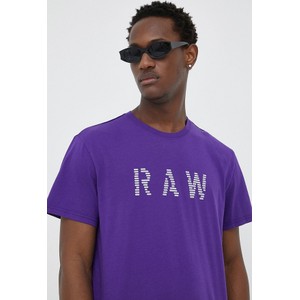 Fioletowy t-shirt G-Star Raw z krótkim rękawem z nadrukiem