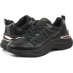 Czarne buty sportowe Skechers sznurowane w sportowym stylu z płaską podeszwą