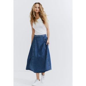 Niebieska spódnica H & M midi z bawełny w stylu casual