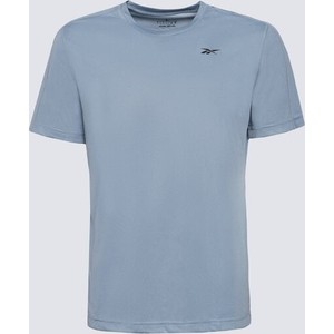 Niebieski t-shirt Reebok w sportowym stylu z krótkim rękawem