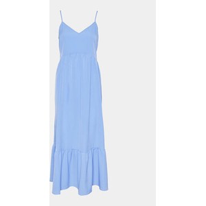 Niebieska sukienka Pieces maxi z dekoltem w kształcie litery v